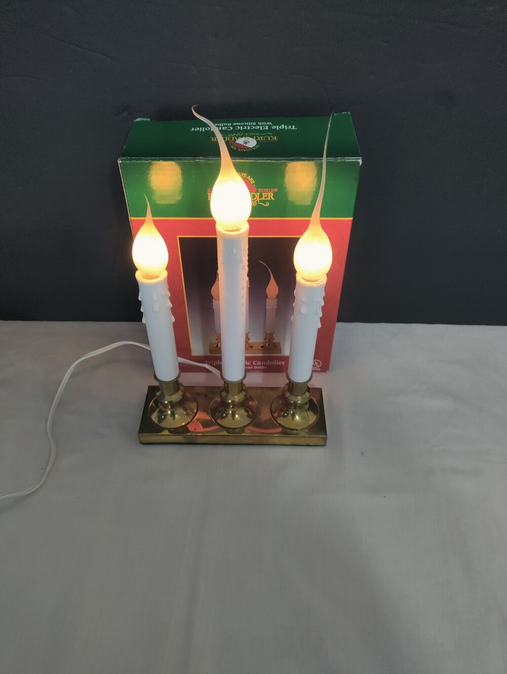 Kurt Adler Triple Electric Candelabra with Silicone Bulbs
